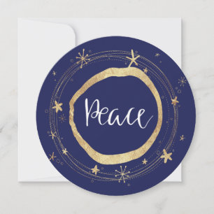 Cartes Pour Fêtes Annuelles Élégante Étoile de Paix Moderne Bleue et Or