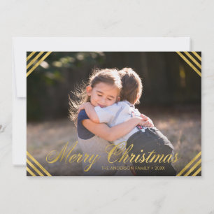 Cartes Pour Fêtes Annuelles Elégante Faux Gold Frontières Joyeux Noël Photo