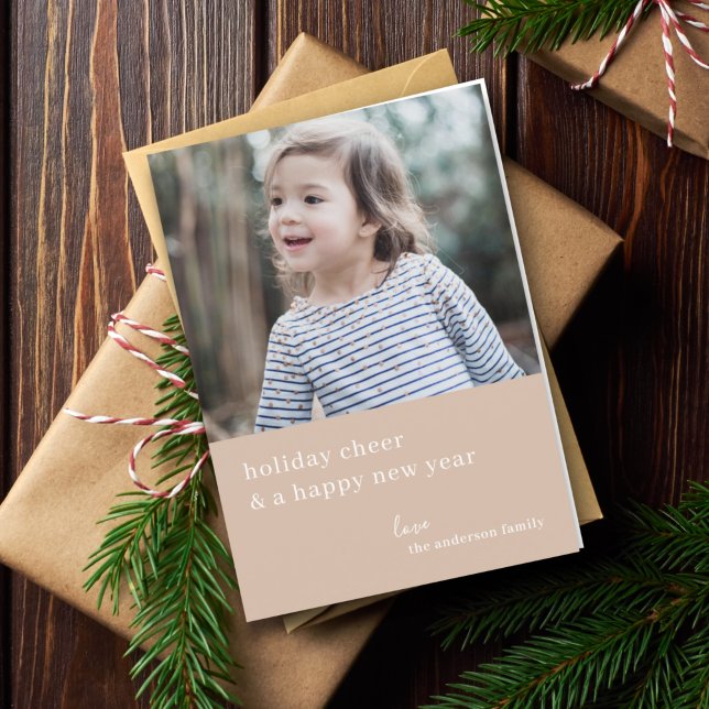 Cartes Pour Fêtes Annuelles Élégante fête de Noël | Taupe Clay Photo Chic (Créateur téléchargé)