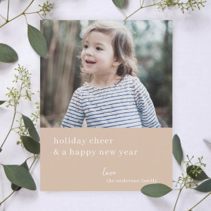 Cartes Pour Fêtes Annuelles Élégante fête de Noël   Taupe Clay Photo Chic
