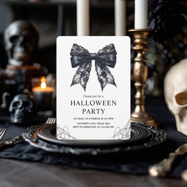 Cartes Pour Fêtes Annuelles Élégante Fête d'Halloween avec un Nœud Noir  (Créateur téléchargé)