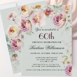 Cartes Pour Fêtes Annuelles Élégante fête du 60e anniversaire de Fleur sauvage<br><div class="desc">Commencez cette célébration spéciale du 60e anniversaire dans un style élégant avec cette invitation florale douce et merveilleusement féminine, avec des fleurs sauvages mélangés à l'aquarelle et de la verdure. Tout le texte peut être personnalisé pour votre fête, y compris l'invité d'honneur. Si vous avez des demandes spéciales ou si...</div>