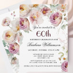 Cartes Pour Fêtes Annuelles Élégante fête du 60e anniversaire de Fleur sauvage<br><div class="desc">Commencez cette célébration spéciale du 60e anniversaire dans un style élégant avec cette invitation florale douce et merveilleusement féminine, avec des fleurs sauvages mélangés à l'aquarelle et de la verdure. Tout le texte peut être personnalisé pour votre fête, y compris l'invité d'honneur. Si vous avez des demandes spéciales ou si...</div>