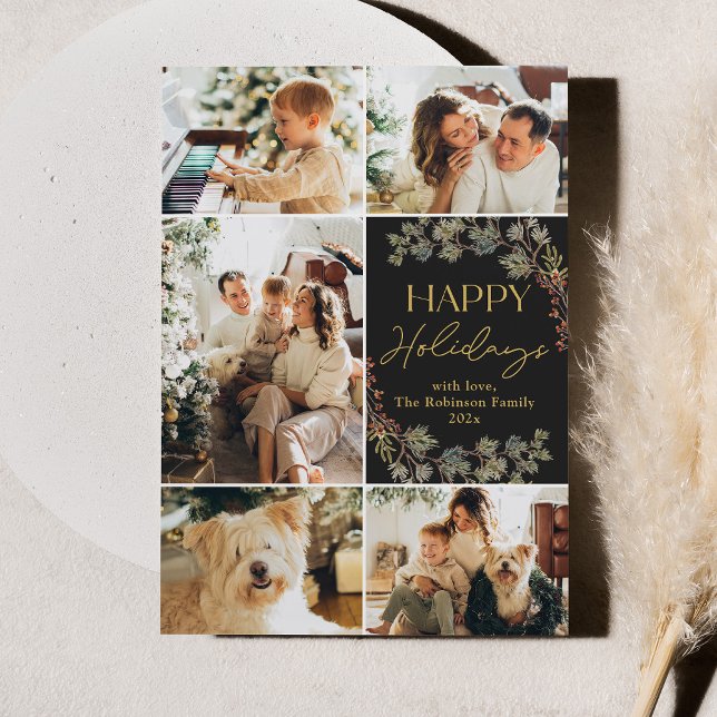 Cartes Pour Fêtes Annuelles Elégante Gold Photo Christmas Holiday Card (Créateur téléchargé)