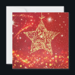 Cartes Pour Fêtes Annuelles Elégante Gold Star sur rouge avec perruques<br><div class="desc">Cette carte séduisante trouvera sa place sur la tablette de n'importe qui cette saison de vacances avec son joli motif étoilé,  chaleureux et foi. Avec un intérieur vierge pour votre message manuscrit sincère,  cette carte est sûr de donner à votre famille,  amis et associés un moment de plaisir paisible.</div>