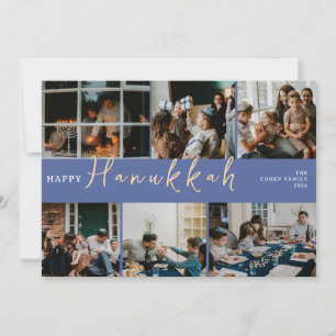 Cartes Pour Fêtes Annuelles Elégante Hanoukka Typographie Blue photo de famill
