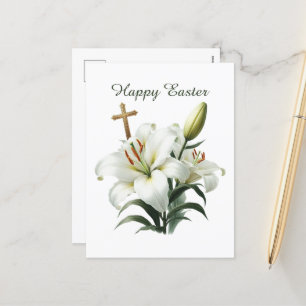 Cartes Pour Fêtes Annuelles Elégante Happy Easter Lilly Cross