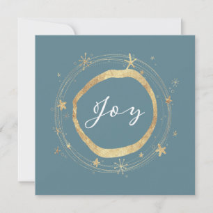 Cartes Pour Fêtes Annuelles Elégante Joy moderne Ice Blue Gold Star