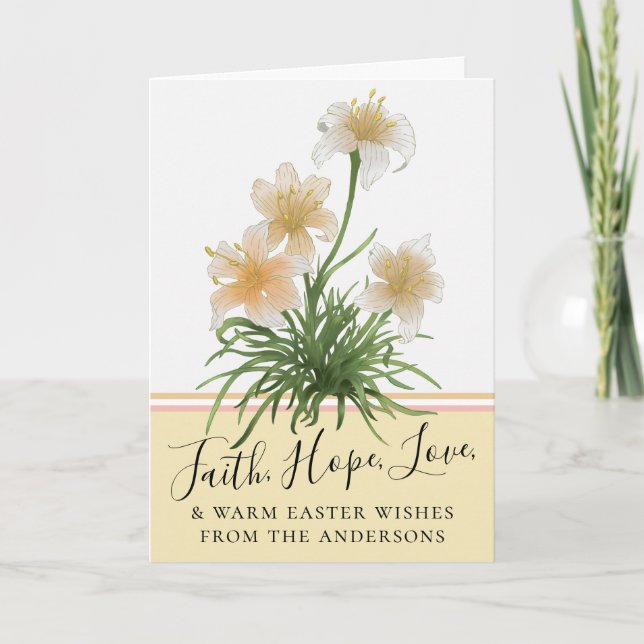 Cartes Pour Fêtes Annuelles Elégante Lily Flowers Foi Amour de Pâques Salutati (Devant)