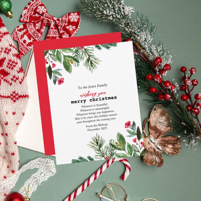 Cartes Pour Fêtes Annuelles Élégante machine à écrire Noël Foliage Holly Berry (Créateur téléchargé)