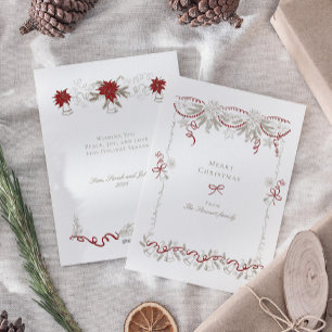 Cartes Pour Fêtes Annuelles Élégante main rétro dessinée couronne de Noël