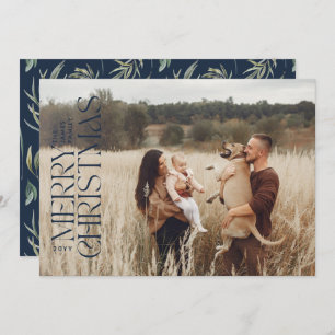 Cartes Pour Fêtes Annuelles Elégante marine moderne minimaliste naturel botani