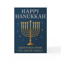 Élégante Menorah, Etoiles et Royal Blue Hanoukka