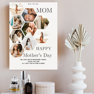 Cartes Pour Fêtes Annuelles Elégante mère Photo Collage élégant
