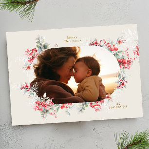 Cartes Pour Fêtes Annuelles élégante noël botanique riche crèmes ovales photo