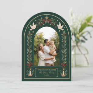 Cartes Pour Fêtes Annuelles Élégante Paix Verte sur Terre Noël Famille