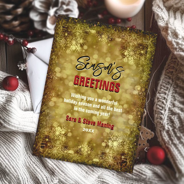 Cartes Pour Fêtes Annuelles Élégante parties scintillant d'or flocons de neige (Créateur téléchargé)