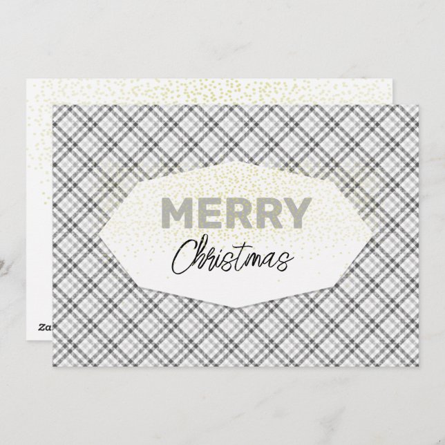 Cartes Pour Fêtes Annuelles Elégante Parties scintillant Joyeux Noël Tartan gr (Devant / Derrière)