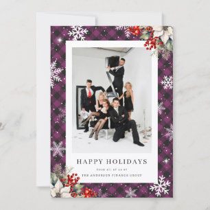 Cartes Pour Fêtes Annuelles Élégante Photo Botanique à Carreaux Violets pour E