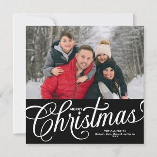 Cartes Pour Fêtes Annuelles Élégante Photo Carrée Moderne de Noël en Noir