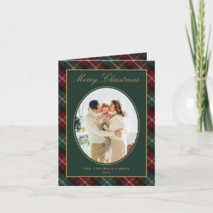 Cartes Pour Fêtes Annuelles Élégante Photo de Famille à Carreaux Noël Classiqu