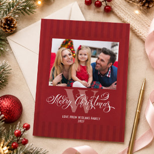 Cartes Pour Fêtes Annuelles Élégante photo de famille avec monogramme Joyeux N