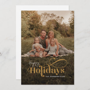 Cartes Pour Fêtes Annuelles Élégante photo de famille Calligraphie de Noël