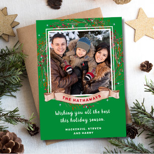 Cartes Pour Fêtes Annuelles Élégante photo de famille de Noël rustique