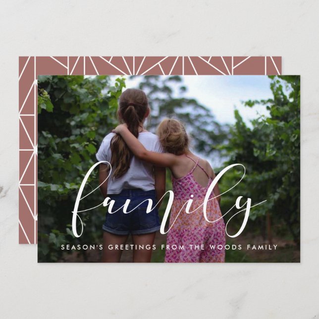 Cartes Pour Fêtes Annuelles Élégante photo de famille Noël (Devant / Derrière)