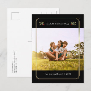 Cartes Pour Fêtes Annuelles Élégante photo de famille Noël géométrique