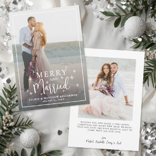 Cartes Pour Fêtes Annuelles Élégante photo de mariage et de bonheur