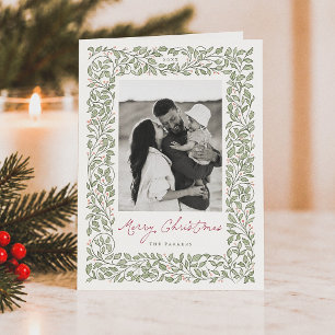 Cartes Pour Fêtes Annuelles Élégante Photo de Noël Botanique Verdure