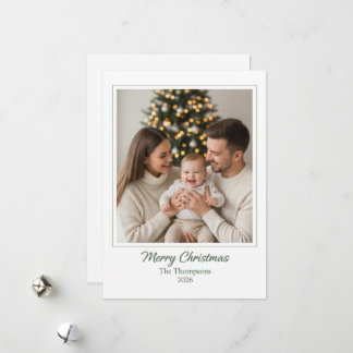 Cartes Pour Fêtes Annuelles Élégante photo de Noël en famille minimaliste
