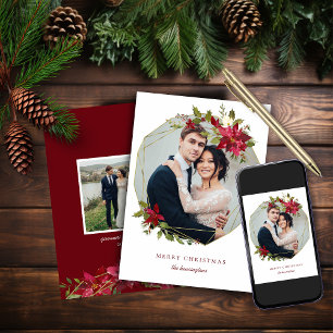 Cartes Pour Fêtes Annuelles Élégante photo de Noël géométrique Wreath Holiday