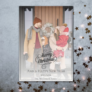 Cartes Pour Fêtes Annuelles Élégante photo de Noël   gris foncé
