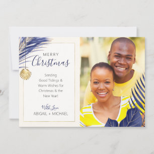 Cartes Pour Fêtes Annuelles Elégante photo de Noël Tropical Marine et Gold