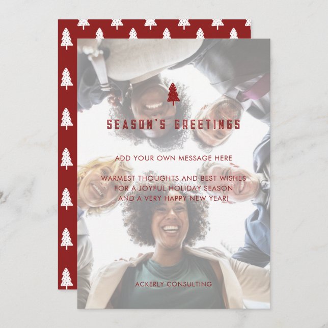 Cartes Pour Fêtes Annuelles Élégante photo d'entreprise Noël (Devant / Derrière)