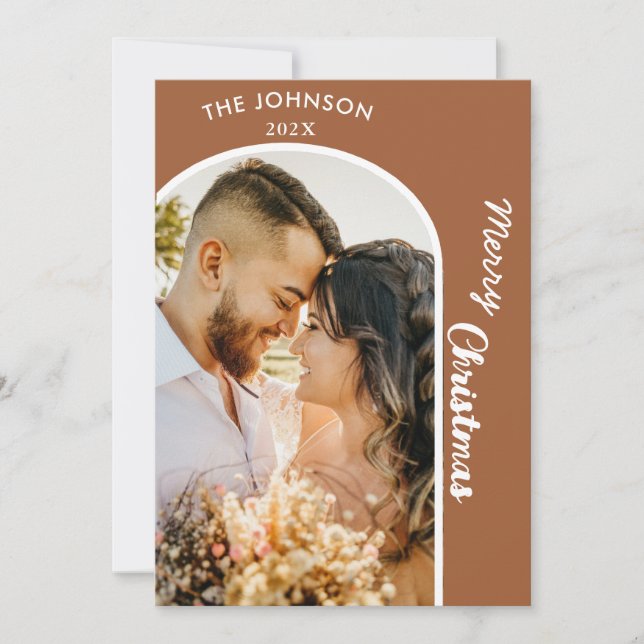 Cartes Pour Fêtes Annuelles Élégante photo en terre cuite moderne Noël (Devant)