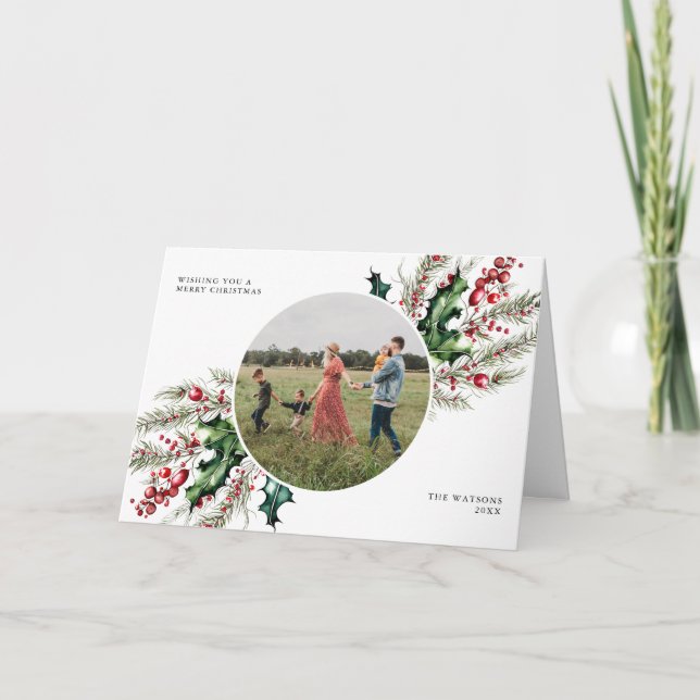 Cartes Pour Fêtes Annuelles Élégante photo florale de Noël (Devant)