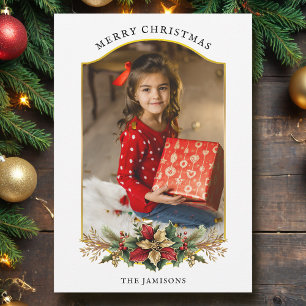 Cartes Pour Fêtes Annuelles Élégante photo florale de Noël