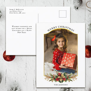 Cartes Pour Fêtes Annuelles Élégante photo florale de Noël