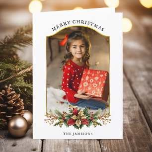 Cartes Pour Fêtes Annuelles Élégante photo florale de Noël
