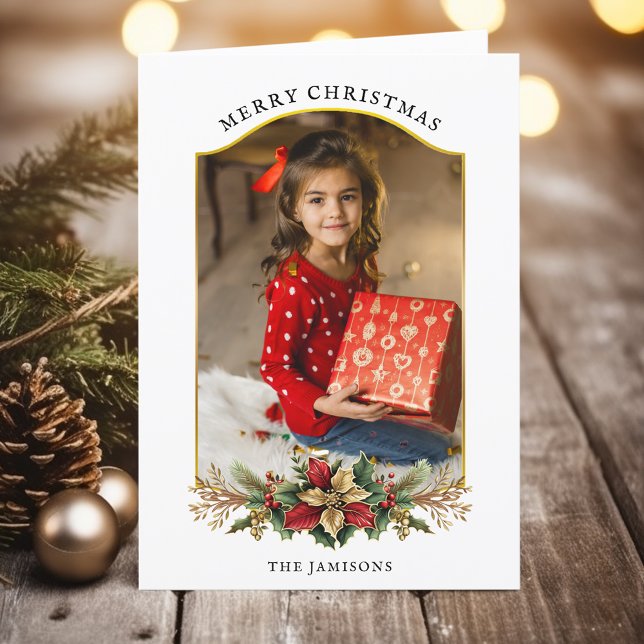 Cartes Pour Fêtes Annuelles Élégante photo florale de Noël (Créateur téléchargé)