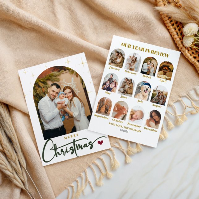 Cartes Pour Fêtes Annuelles Élégante photo Joyeux Noël année en revue (Créateur téléchargé)