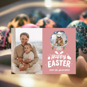Cartes Pour Fêtes Annuelles élégante photo moderne de famille de Pâques deux