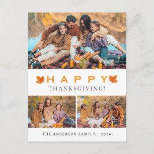 Cartes Pour Fêtes Annuelles Élégante Photo Moderne de l'Action de Grâce d'Auto