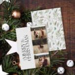 Cartes Pour Fêtes Annuelles Elégante photo moderne minima multi photo botaniqu<br><div class="desc">Elégant multi photo moderne minimaliste naturel gris aquarelle typographie botanique Joyeux Noël carte appartement.</div>