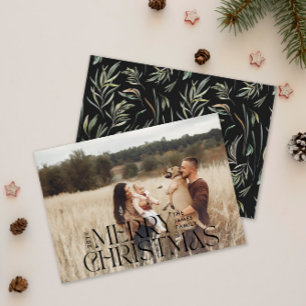 Cartes Pour Fêtes Annuelles Elégante photo moderne minimaliste naturel botaniq