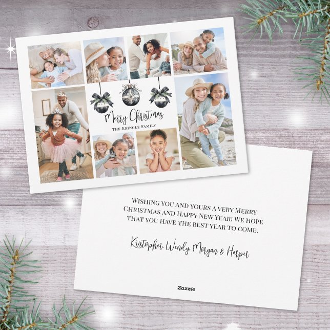 Cartes Pour Fêtes Annuelles Élégante photo noir blanc Noël (Elegant Photo Collage Black White Christmas Holiday Card )