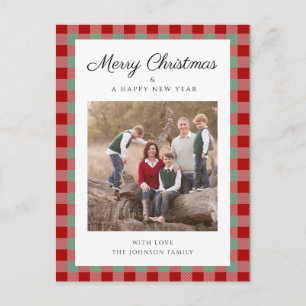 Cartes Pour Fêtes Annuelles Élégante Photo Plaid Noël